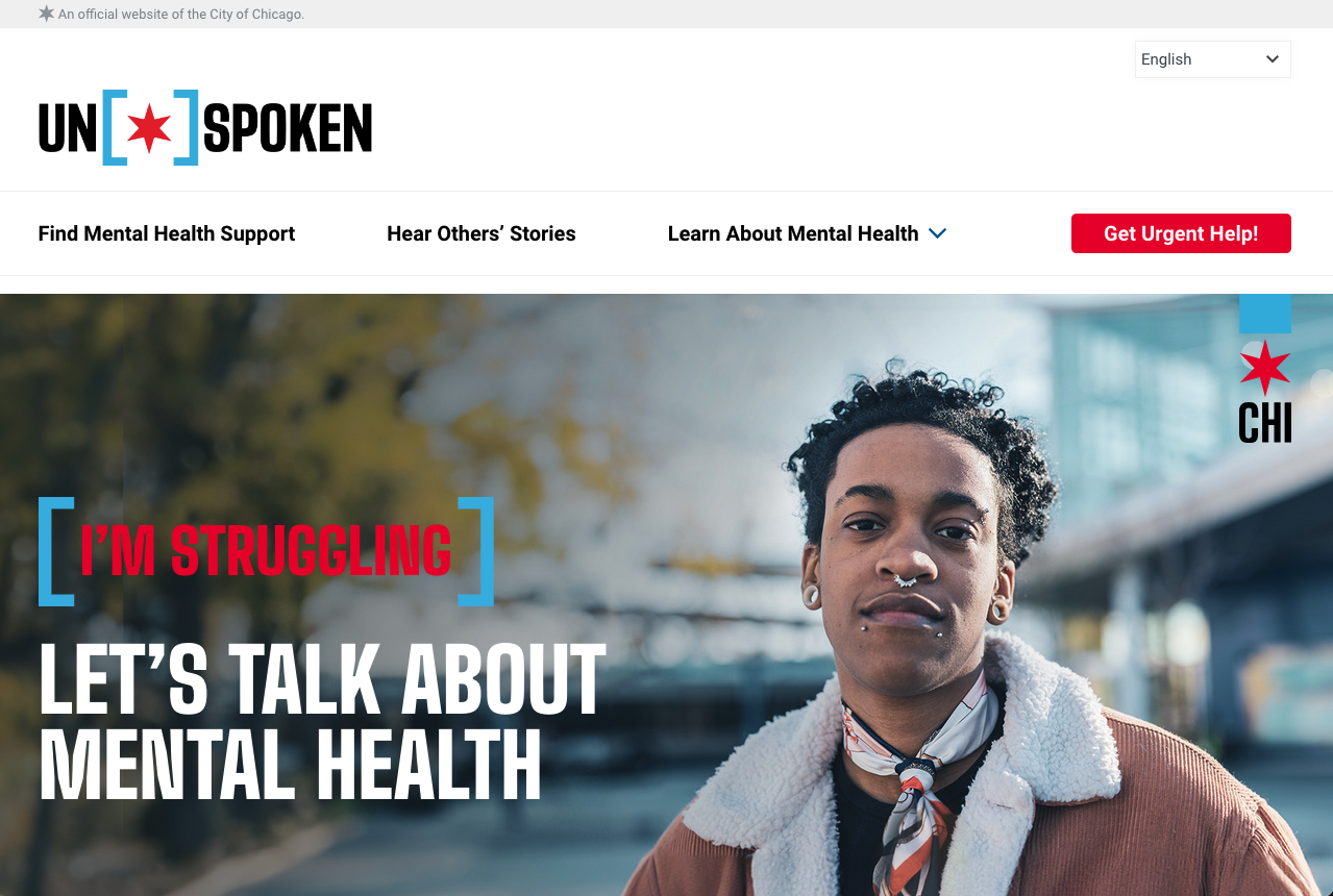 Home page of the Chicago Mental Health site